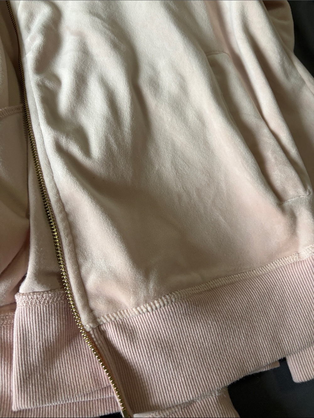 Calvin Klein Pale Pink Velour Hoodie and Jogger Set with Gold CK Logo - Picture 4 of 7